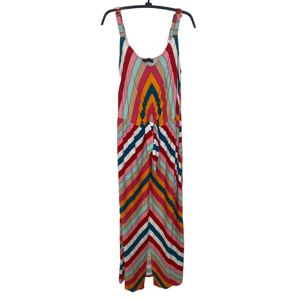 Lane Bryant Colorful Chevron Stripe Mid-Calf Sheath Dress EUC Sz 14/16 Knit